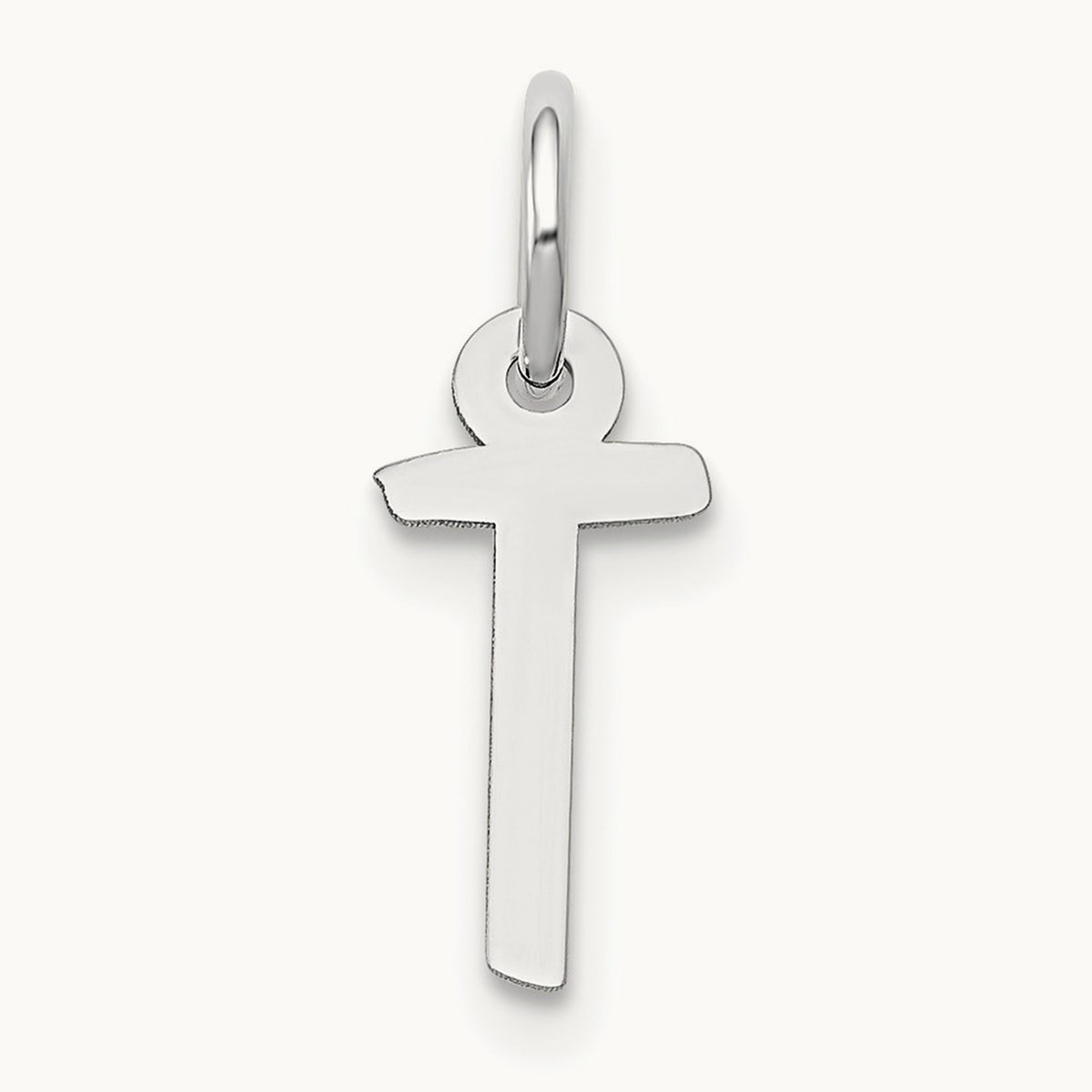 Small Slanted Block Initial Charm — 14K White Gold, T