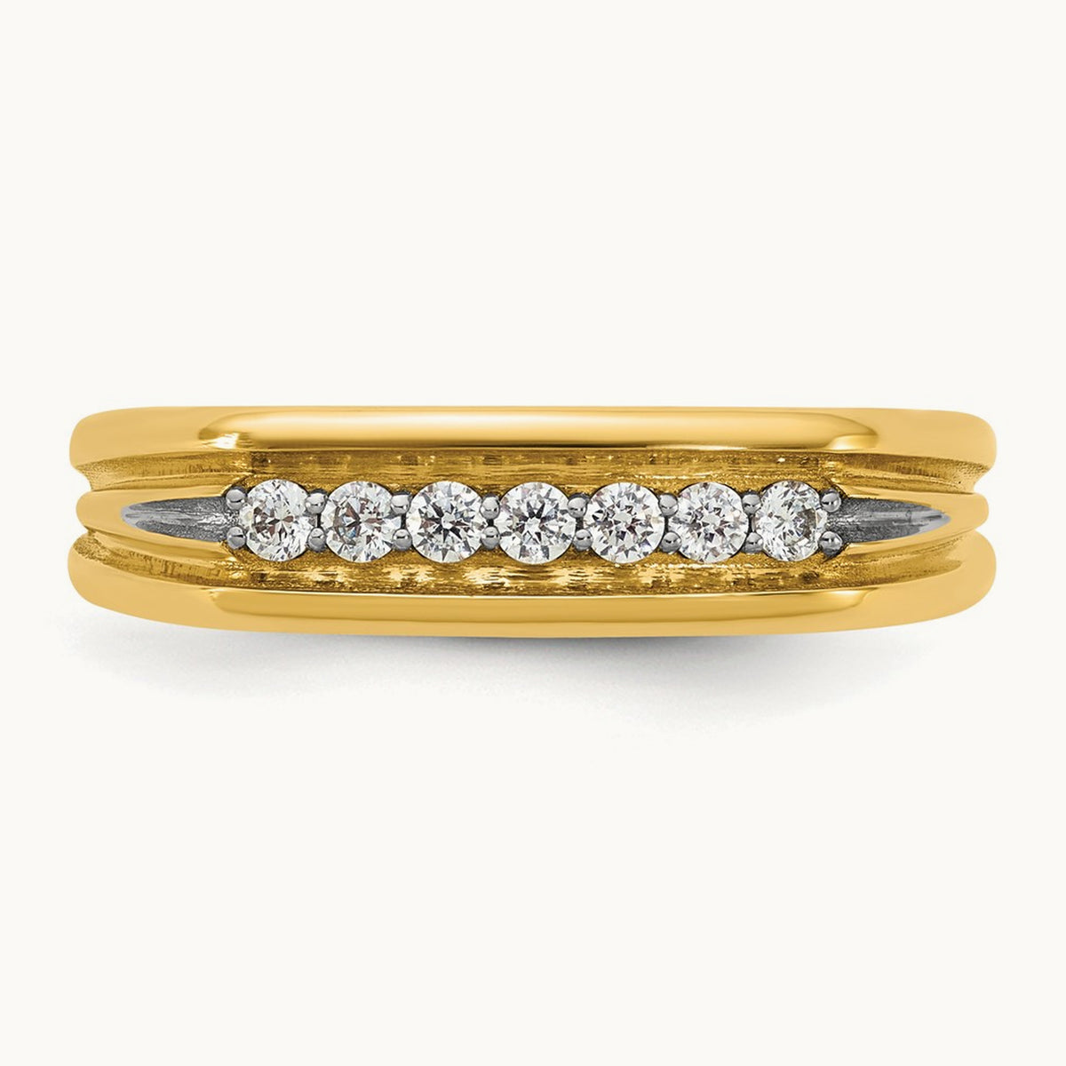 Setting: IB Goodman Men's Polished 7-Stone Diamond Ring Mounting, 14K Gold — 14K Yellow Gold