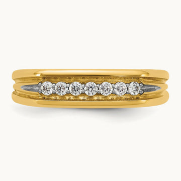 Setting: IB Goodman Men's Polished 7-Stone Diamond Ring Mounting, 14K Gold — 14K Yellow Gold
