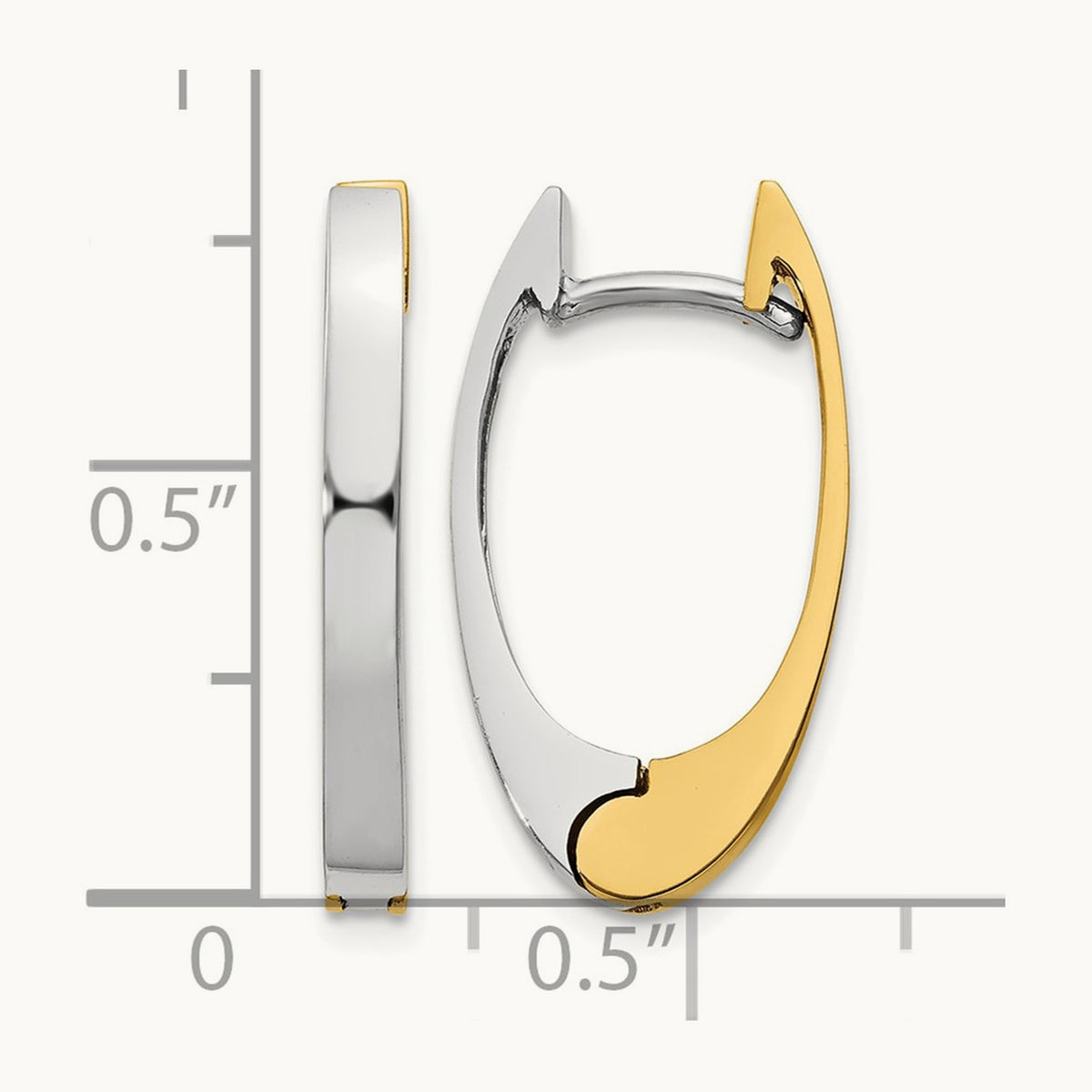V Shaped Hinged Hoop Earrings, 14K Two-tone