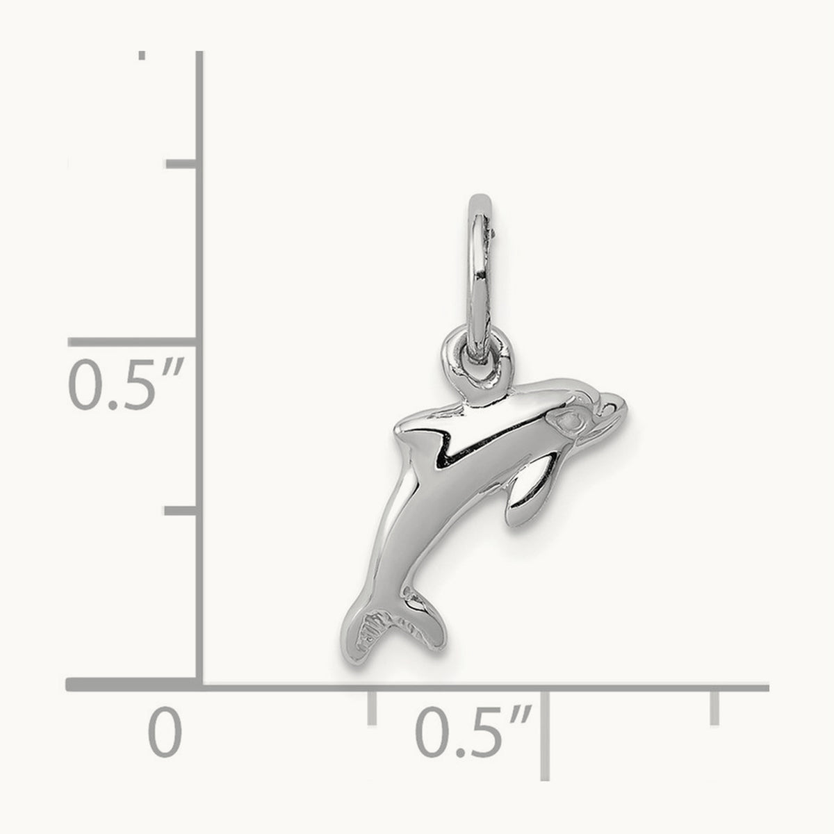 Dolphin Charm, 14K White Gold