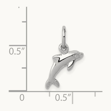 Dolphin Charm, 14K White Gold