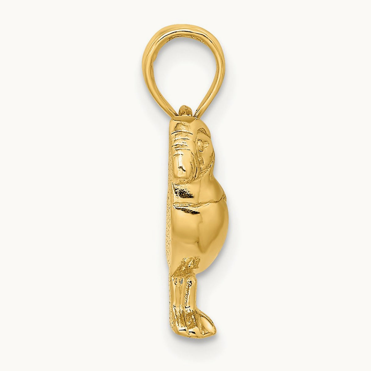 2-D Polished and Textured Puffin Bird Charm, 14K