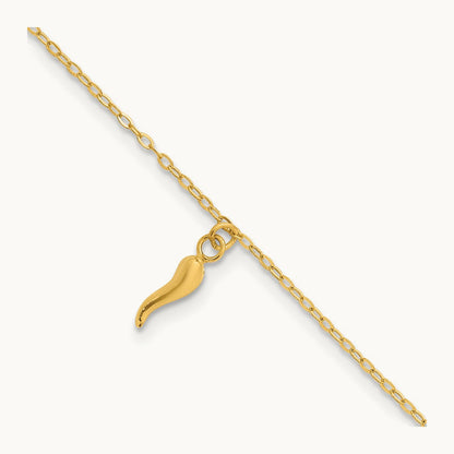 Polished Italian Horn Dangles w/.75in Ext Bracelet, 14K