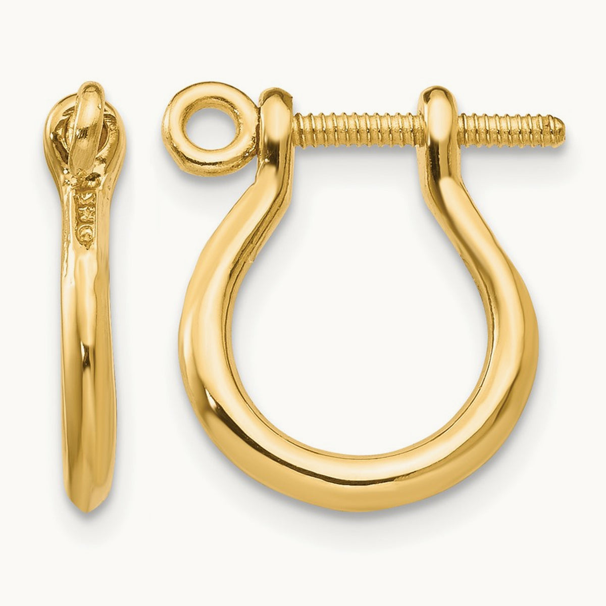 3D Shackle Link Screw Earrings — 14K Yellow Gold, 15mm