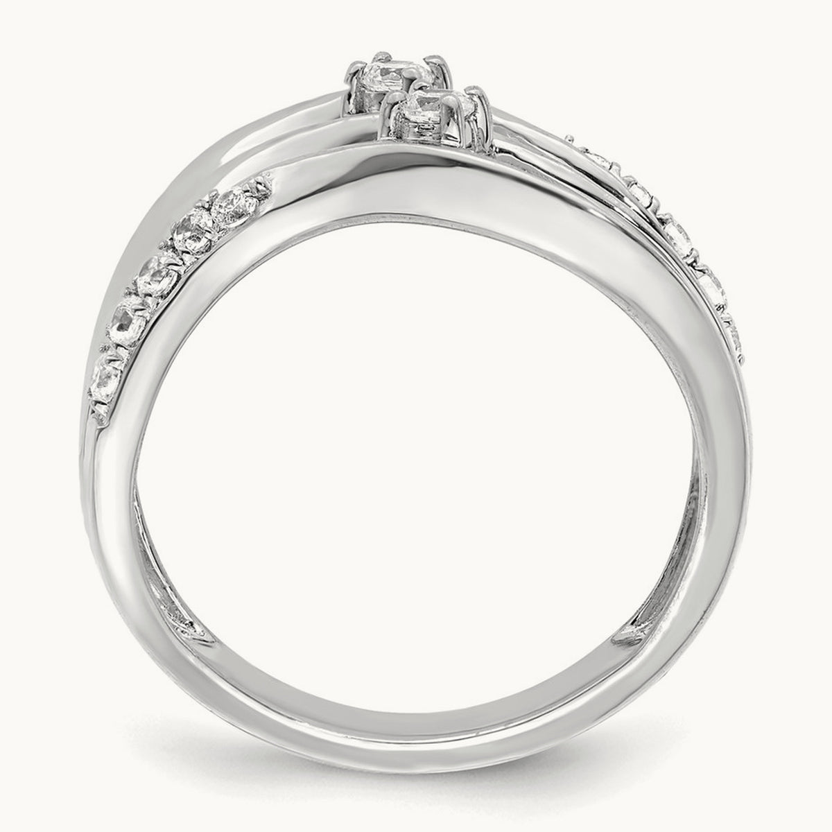 Multi-Row Wave Fashion Ring — 14K White Gold, 7