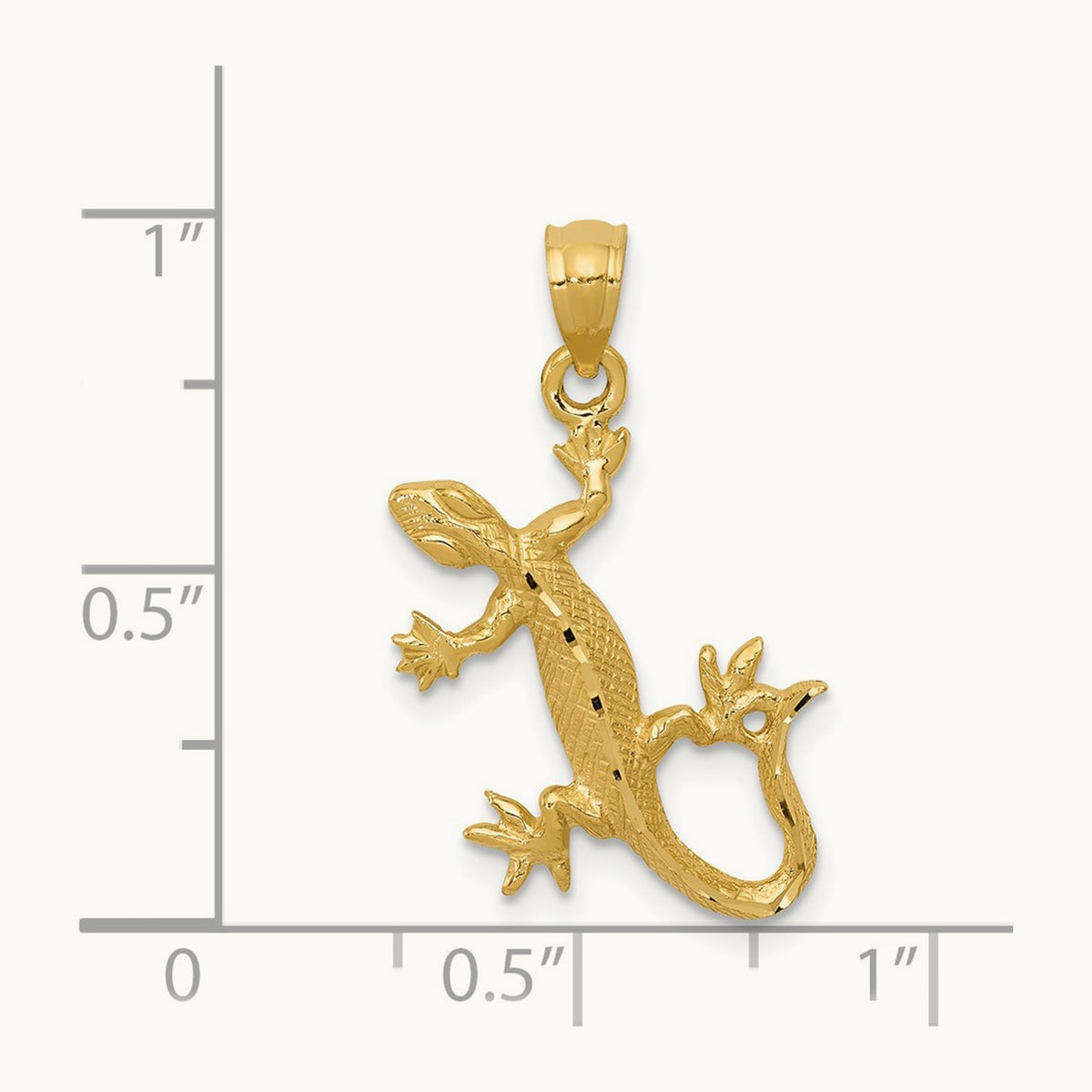 Diamond-Cut Lizard Pendant, 14K