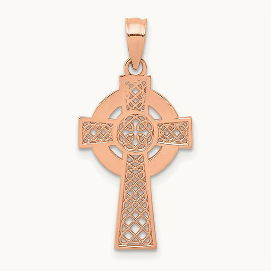 Celtic Cross Pendant, 14K Rose Gold