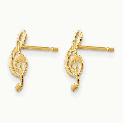 Madi K D/C Music Note Post Earrings, 14K