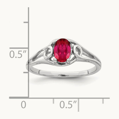 7x5mm Oval Ruby ring, 14K White Gold