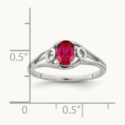 7x5mm Oval Ruby ring, 14K White Gold