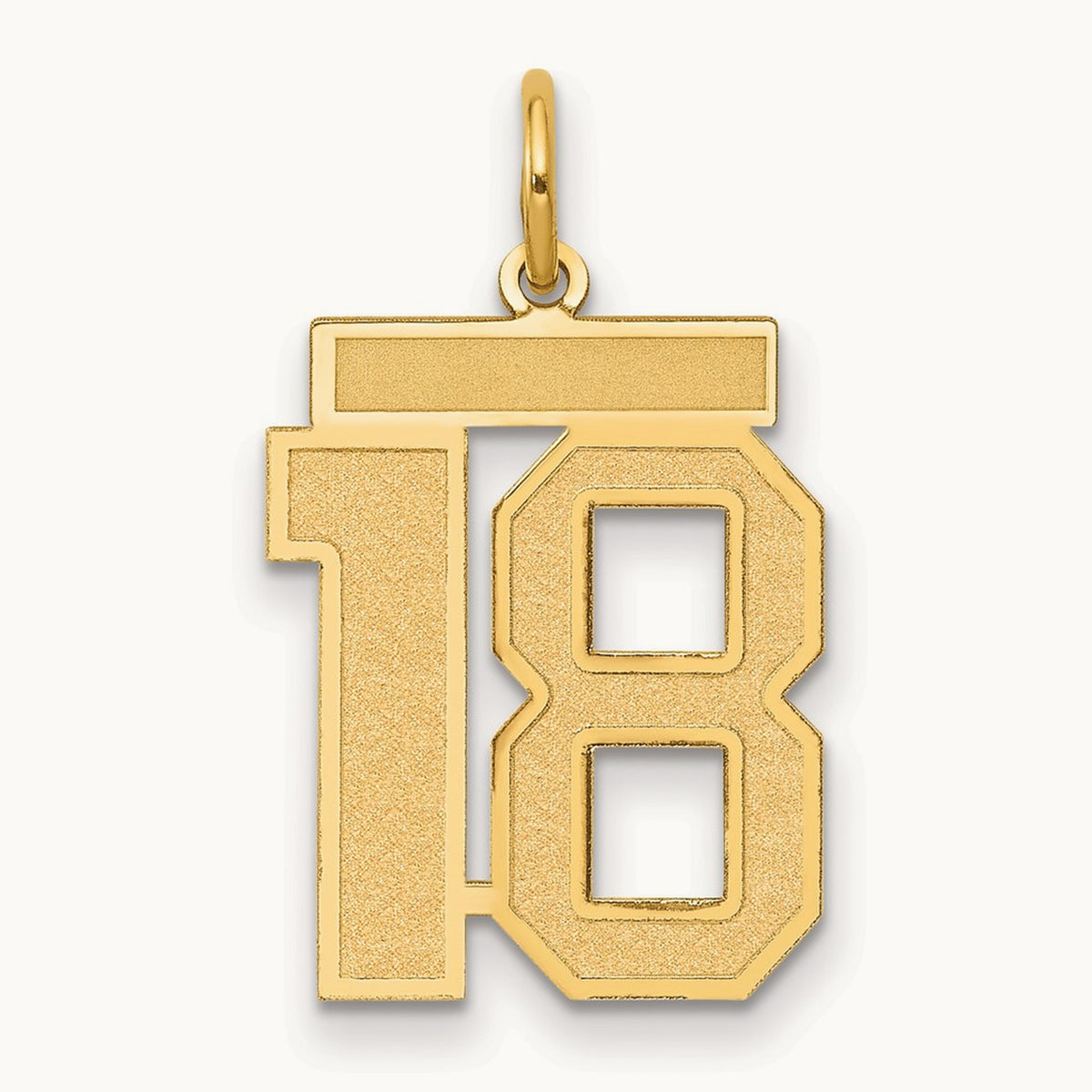 Medium Satin Number 18 Charm, 14K