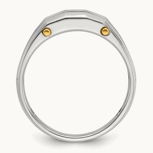 14ktt IBGoodman Men's Polished Satin & Cut-Out 5-Stone Diamond Ring