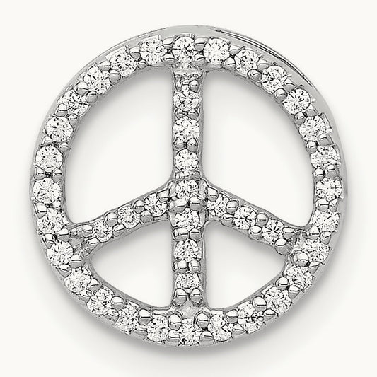 Diamond Peace Sign Slide, 14K White Gold