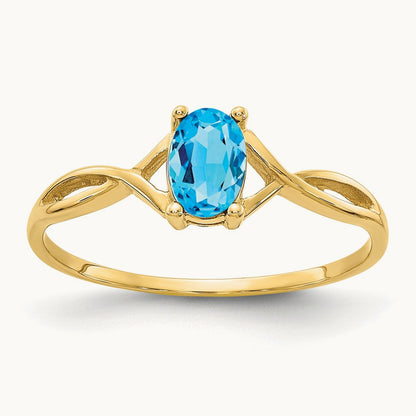 Blue Topaz Birthstone Ring, 14K