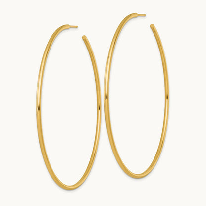 2.0 x Polished Post Hoop Earrings, 75mm, 14K