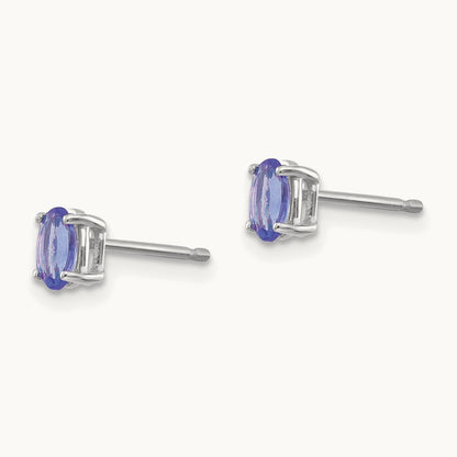 Tanzanite Earrings, 14K White Gold