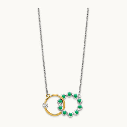 Emerald and Diamond 18in. Circles Necklace, 14K Two-tone