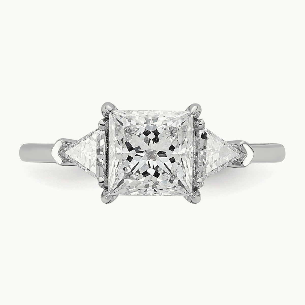 Princess/Trillion Engagement Ring, 1.50-4.00 ct tw Lab-Grown Diamond — 2 ct, 14K White Gold