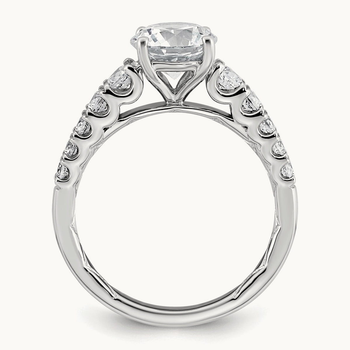 2 Round Engagement Ring, 2.00 ct tw Lab-Grown Diamond — 14K White Gold