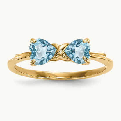 Polished Light Swiss Blue Topaz Bow Ring, 14K Gold