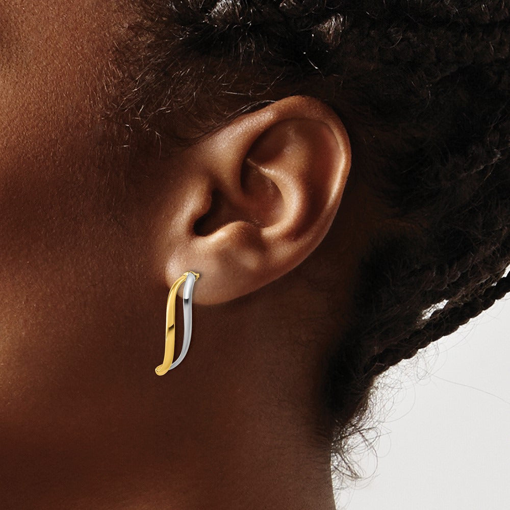 w/ Polished Curve Post Earrings — Leslie's — 10K Two-Tone Gold