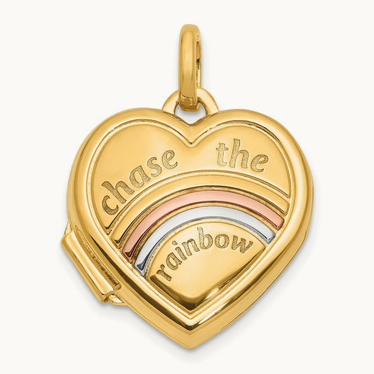 CHASE THE RAINBOW Heart Locket — 14K Two-Tone Gold