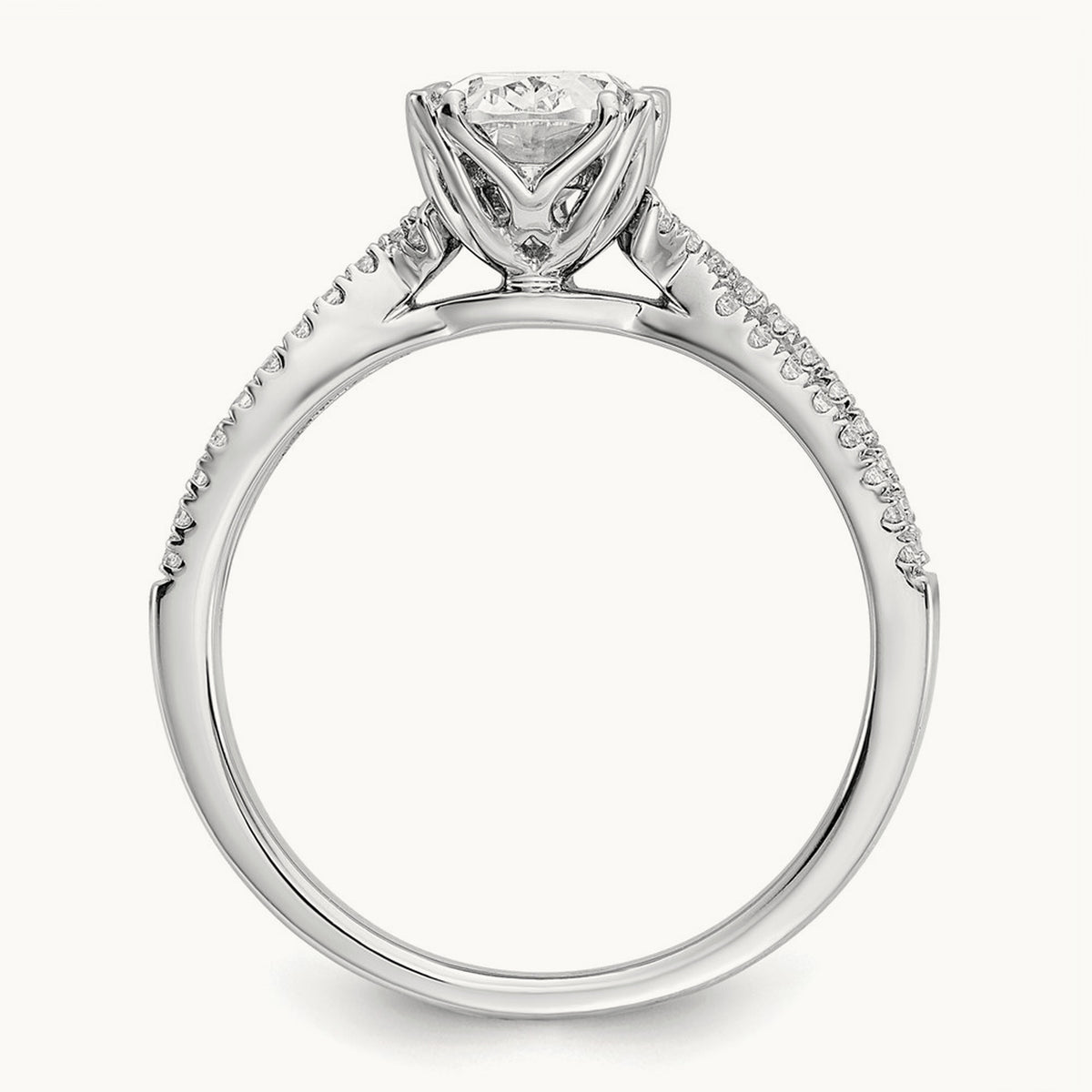Criss-Cross 1ct Oval Semi-Mount Eng Dia Ring, 14K White Gold