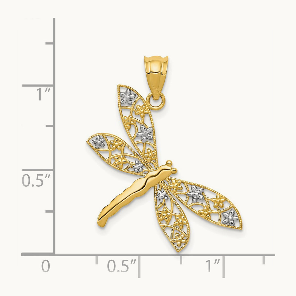 Filigree Dragonfly Pendant — 14K Two-Tone Gold