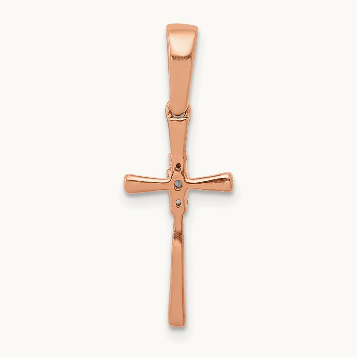 .03ct. Diamond Cross Pendant, 14K Rose Gold