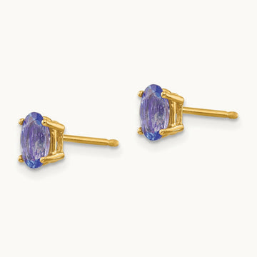 Tanzanite Post Earrings, 14K
