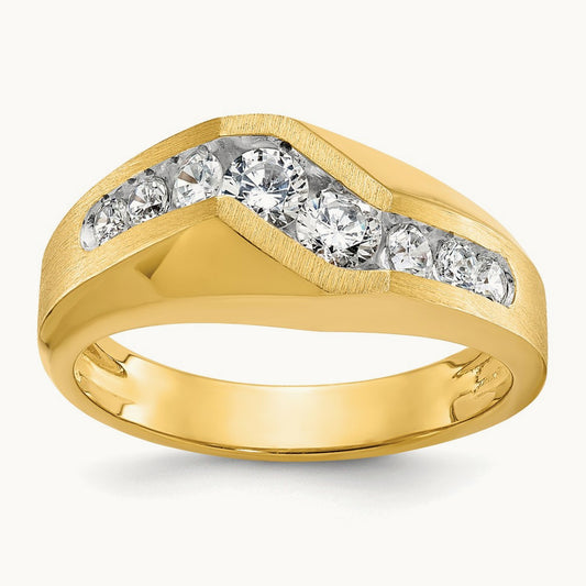 Men's Polished and Satin Diamond Ring — IBGoodman — photo set