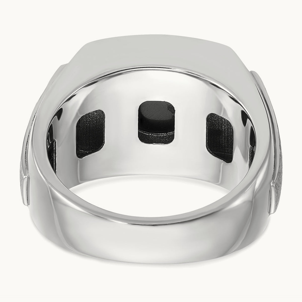 IBGoodman Men's Polished & Satin Onyx & Diamond Ring, 14K White Gold