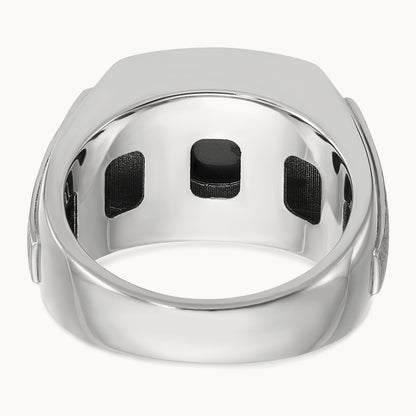 IBGoodman Men's Polished & Satin Onyx & Diamond Ring, 14K White Gold