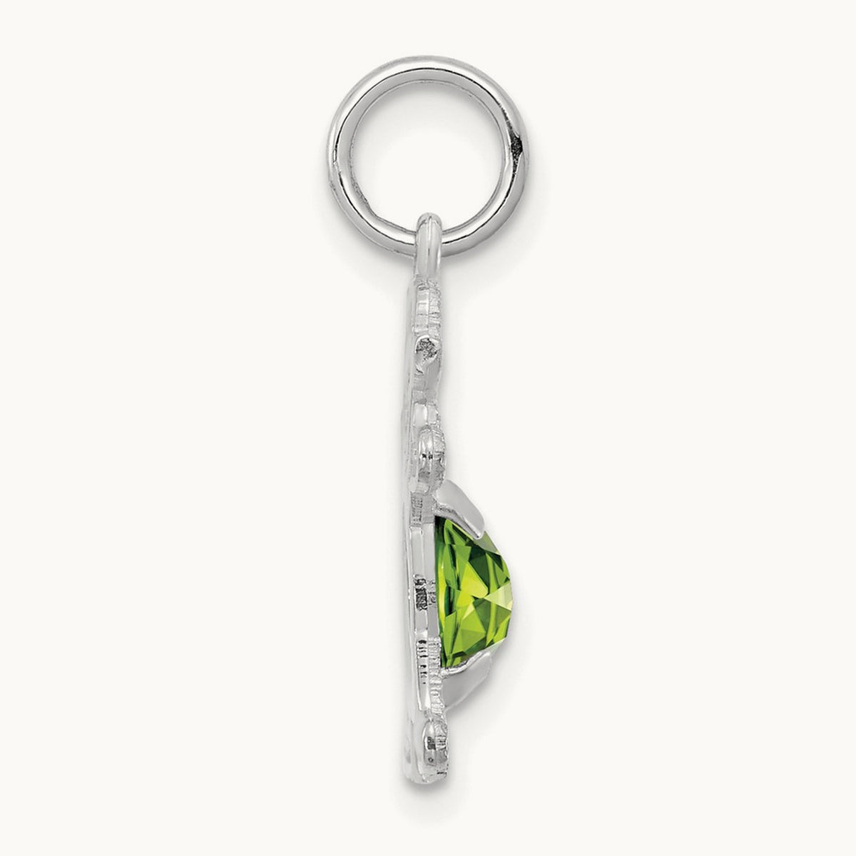 Girl 6x4 Oval Genuine Peridot-August — 14K White Gold