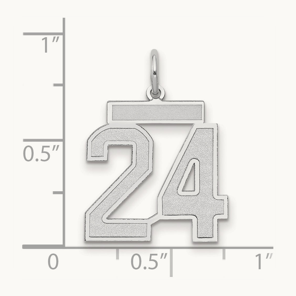 Medium Satin Number 24 Charm — 14K White Gold