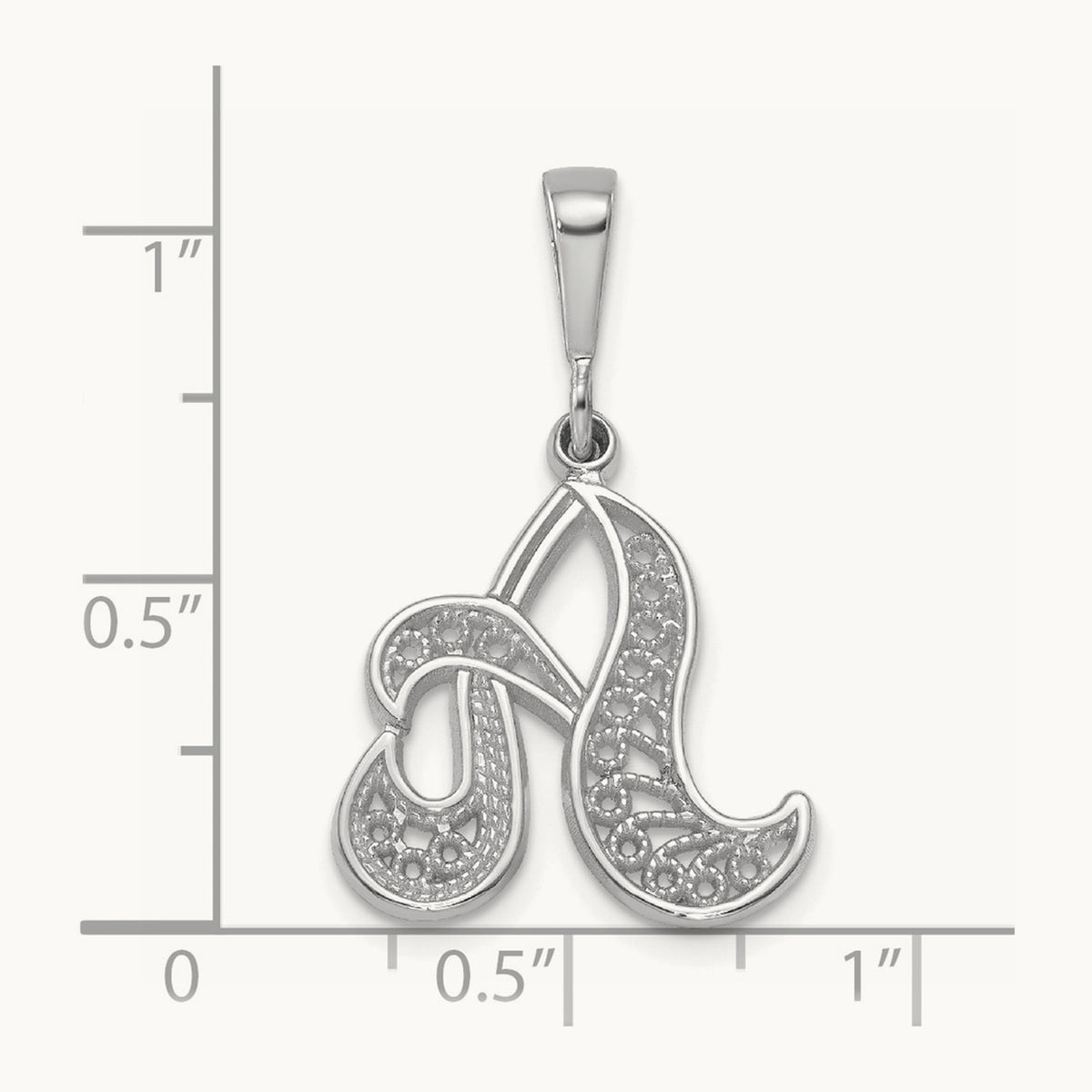 Solid Polished Script Filigree Initial Pendant — A