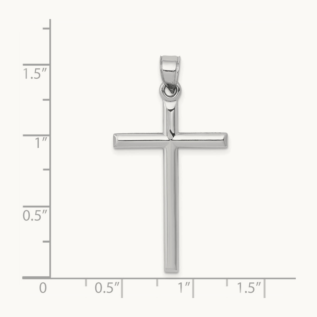 Hollow Cross Pendant, 14K White Gold