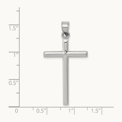 Hollow Cross Pendant, 14K White Gold