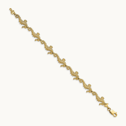 Textured 3-D Seahorse Bracelet, 14K
