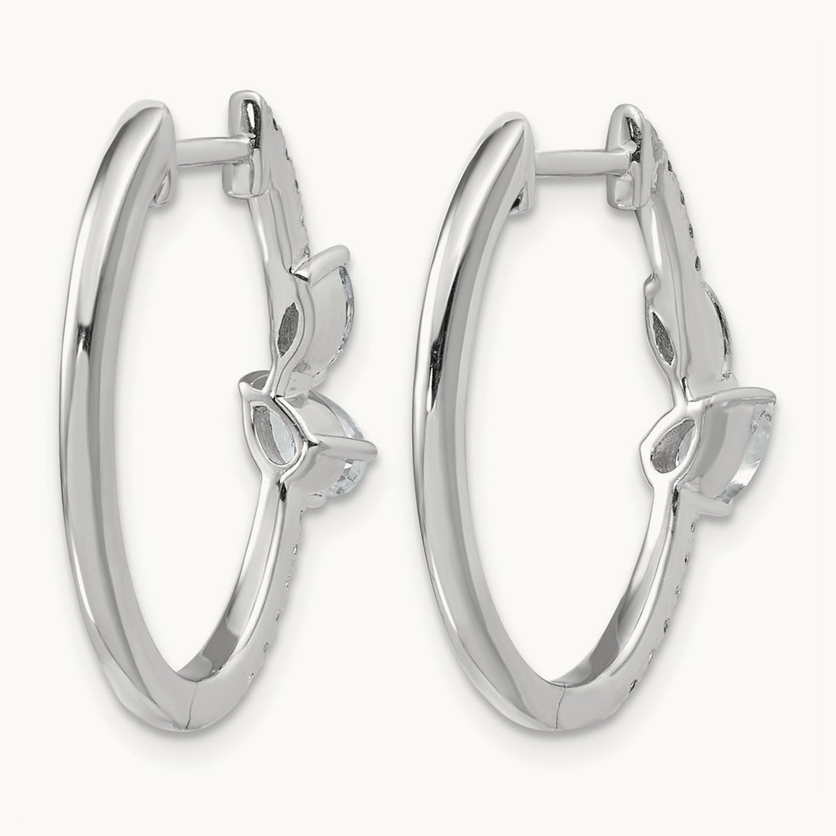 Hinged Hoop Earrings, 1.00 ct tw Lab-Grown Diamond — 14K White Gold