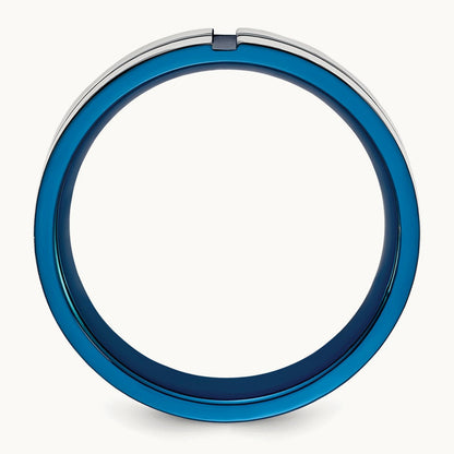 Polished Blue IP-plated Grooved Band, 6mm, Stainless Steel