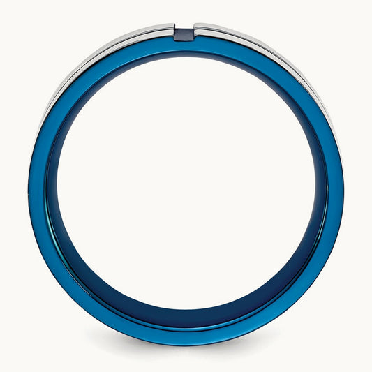 Polished Blue IP-plated Grooved Band, 6mm, Stainless Steel