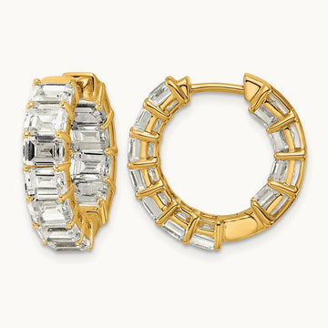 Emerald in/Out Hoop Earrings, 6.50 ct tw Lab-Grown Diamond
