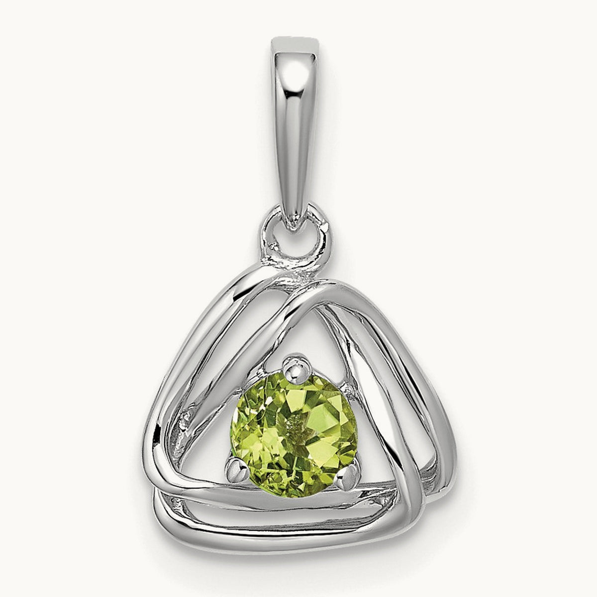 Peridot Triangle Pendant, 14K White Gold