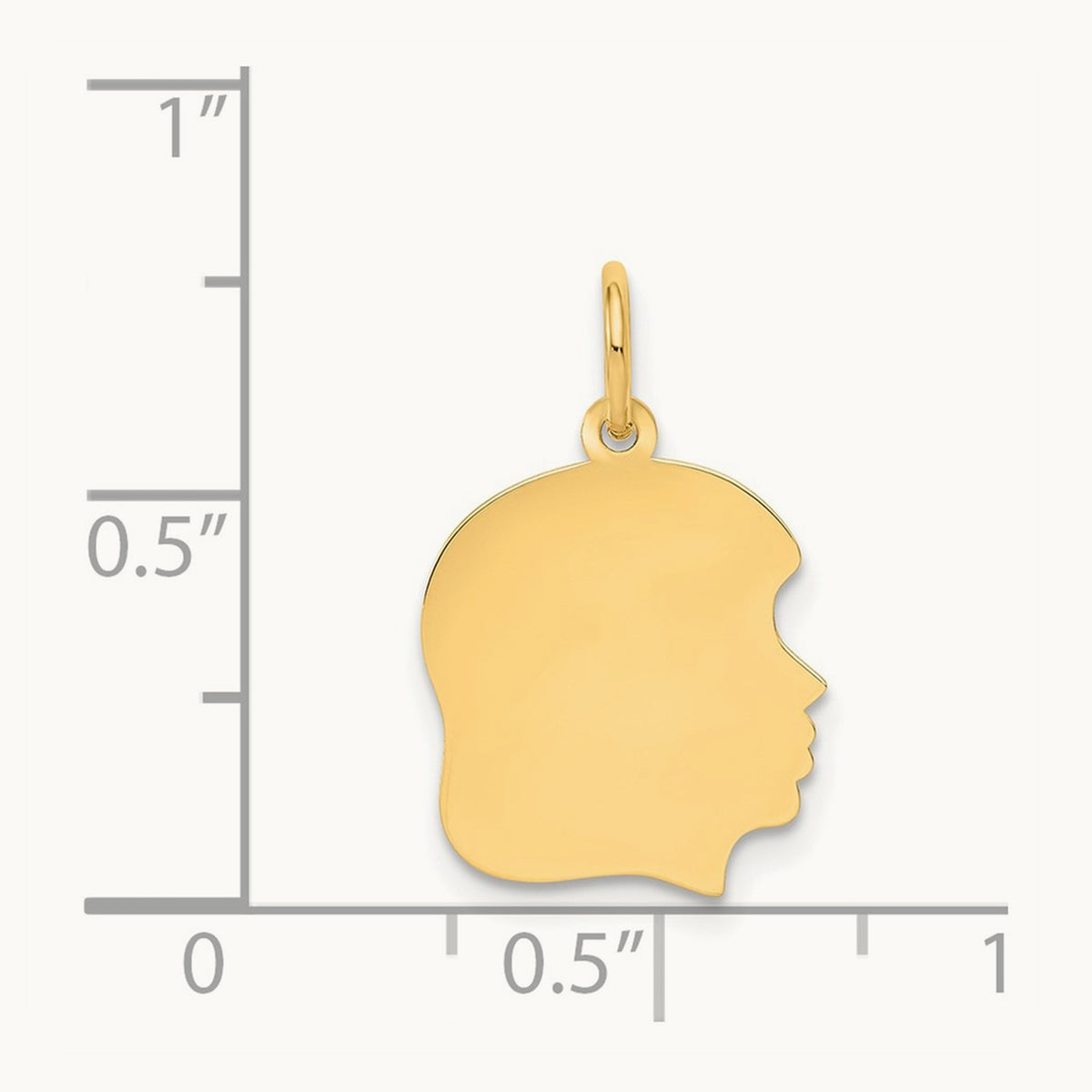 Plain Medium .011 Gauge Facing Right Engravable Girl Head Charm — 22mm