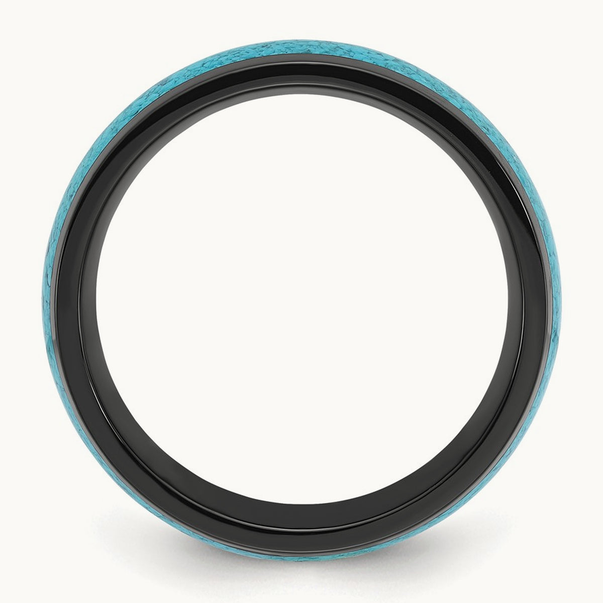 Polished Black IP-plated with Turquoise Inlay Band, 8mm, Titanium