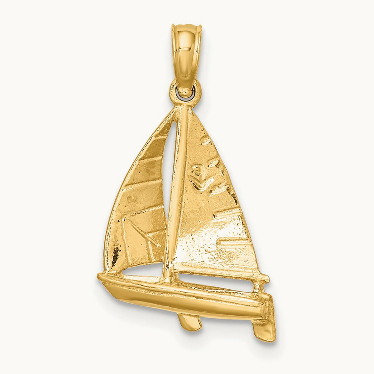 3-D Polished Sailboat Charm — 14K Yellow Gold, 21.5mm