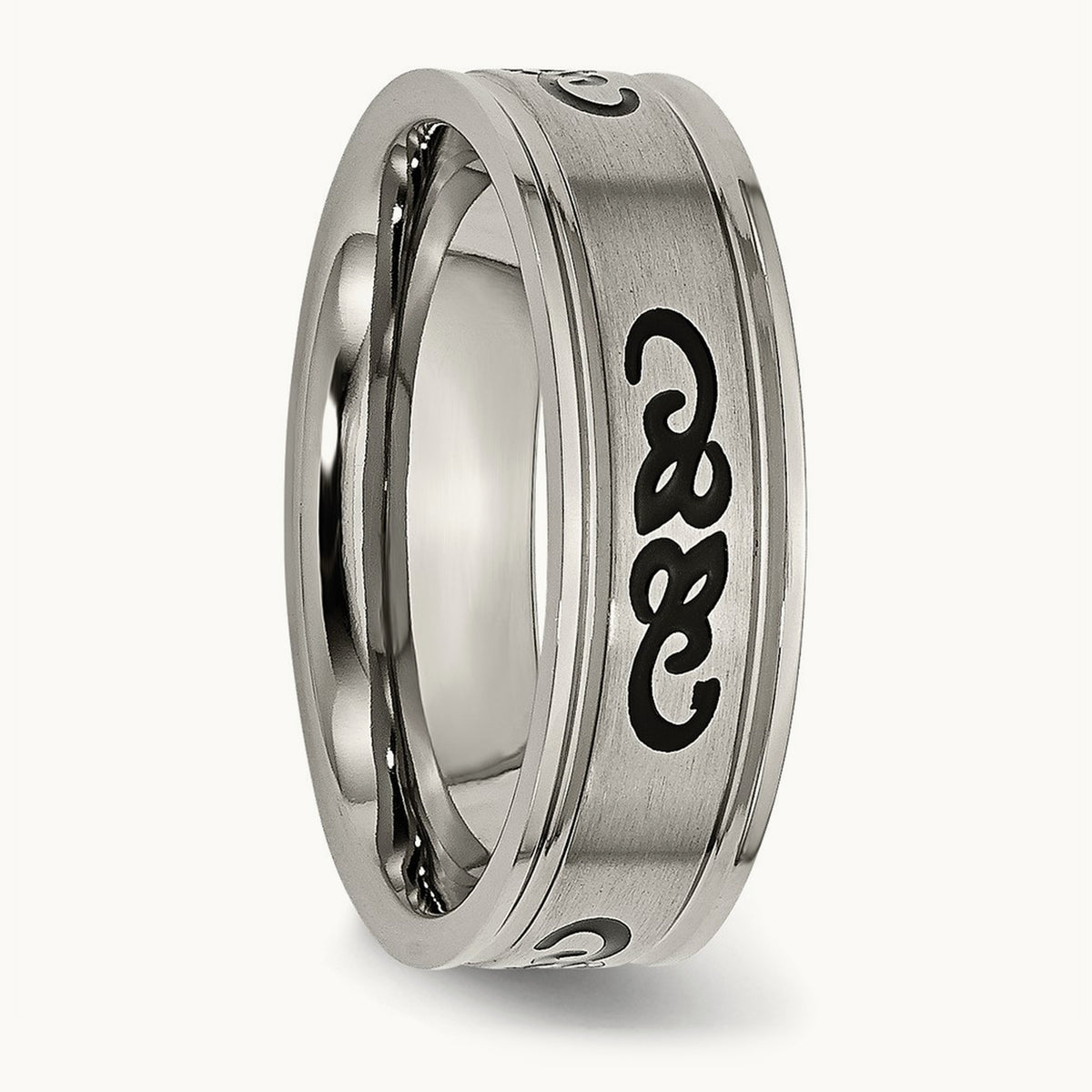 Brushed with Black Rubber Design Ridged Edge Band — photo set