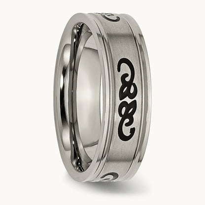 Brushed with Black Rubber Design Ridged Edge Band — photo set